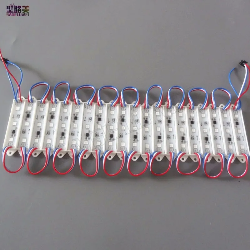 100 шт. Супер яркий DC12V ws2811ic/1903/1908/2801 3 светодиодов SMD 5050 RGB Цифровой управляемой IP68 WP LED Pixel Модуль Освещение