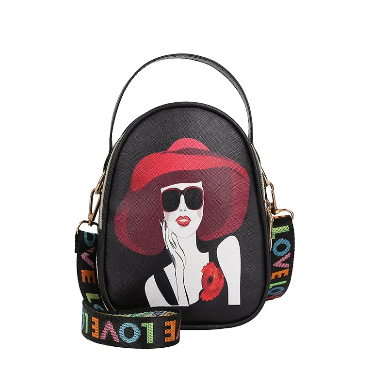 

618 Trendy Mini square bag women Messenger bag Personality cartoon print Female Shoulder Bags Detachable shoulder strap handbag