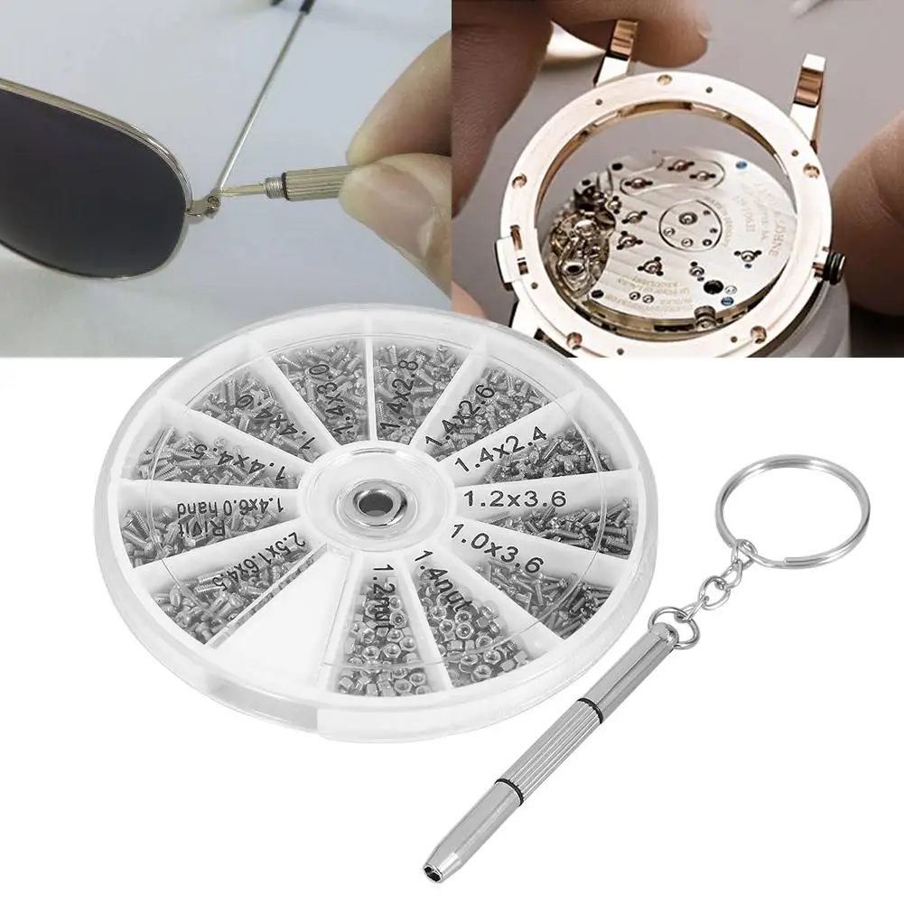 

600pcs Tiny Clock Watch Screws/Screwdriver for Small Eye Glasses Clock Steel Small Screws Repair Kit Part Tool
