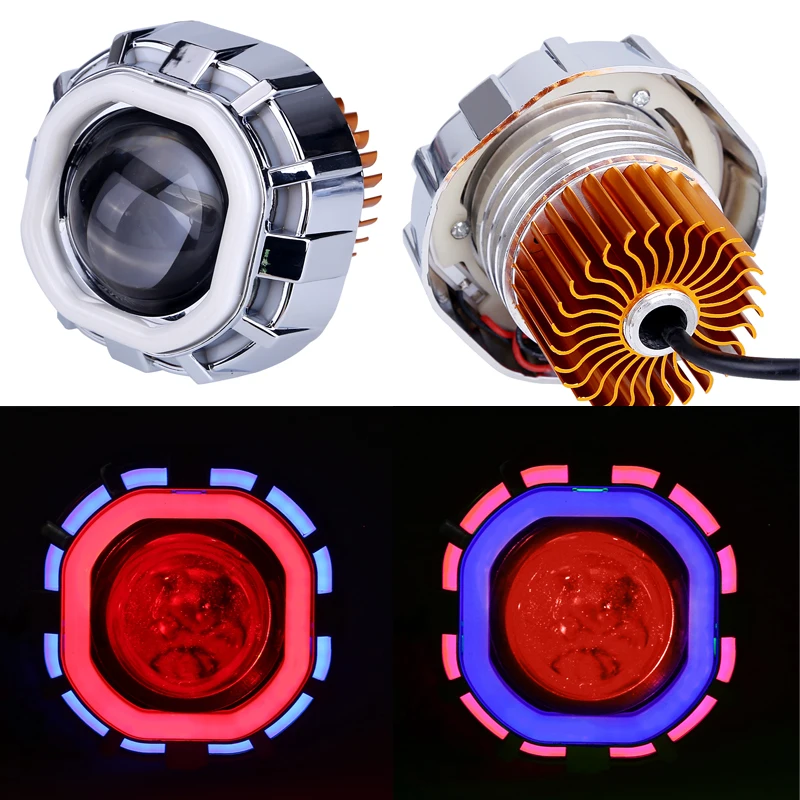 

Motorcycle LED Headlight Lamp Hi/Lo Beam Projector Lens Headlight Kit Angel Eyes Devil Eyes For 12V 8000K 1200LM Fog Lights
