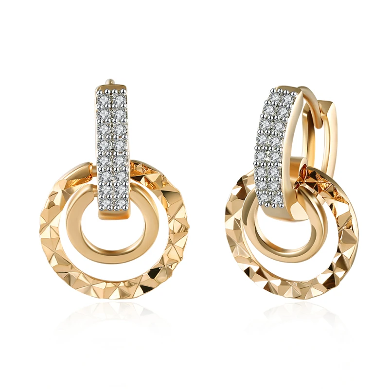 

Garilina unique design fashion jewelry White cubic zirconia Gold Stud Earrings for women Gift Wholesale E2226
