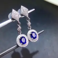 Сапфировые Серьги чистые 18 K золотые бриллианты ювелирные изделия натуральный голубой сапфир драгоценные камни 0.8ct Висячие серьги для женщин