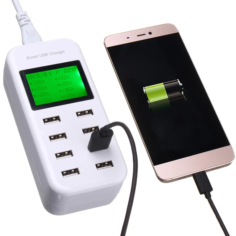 EU US UK AU Universal Travel 8 Port Smart USB Charger AC Power Adapter LED Display