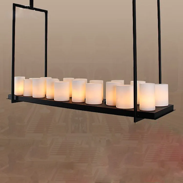 Американский Ретро кованого железа E14 лампы в форме свечи лампы Люстра Арт Ресторан промышленного ветер прямоугольный стеклянный флакон абажур люстры