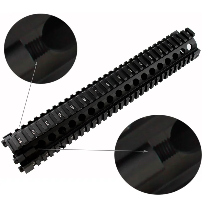 Acessórios de Caça Ferroviário para Airsoft Alumínio Fissão Polegada Picatinny Ferroviário mk Estilo Handguard Aeg m4 - M16 12.7 10 Acessórios e suporte de extensão