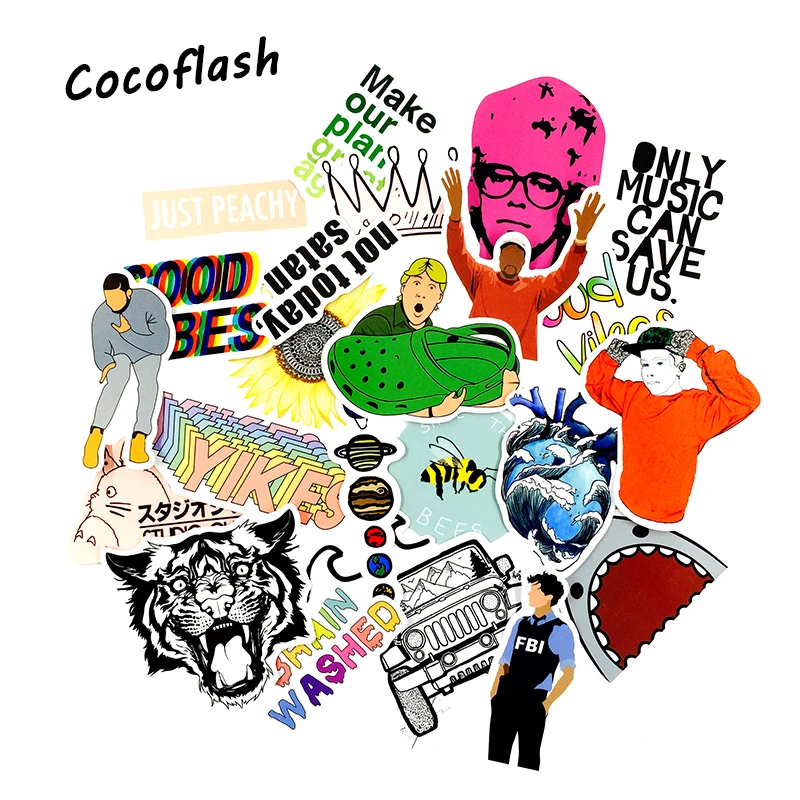 24 PCS Music Theme Good Vibes Totoro FBI Funny Small Stickers For PC Mobile Phone Waterproof stickers Gift For Children