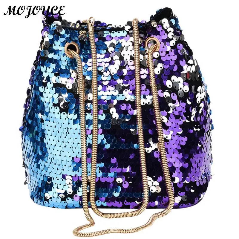 

Women Shining Sequin Mini Bucket Messenger Bag Casual Chain Shoulder Handbags Sling Crossbody Bag Ladies 17 X 17 X 12cm