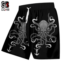 OGKB мужские пляжные шорты летние крутые принты Inkfish морской якорь 3d доска Бермуды Шорты мужские фитнес тренировки по колено брюки