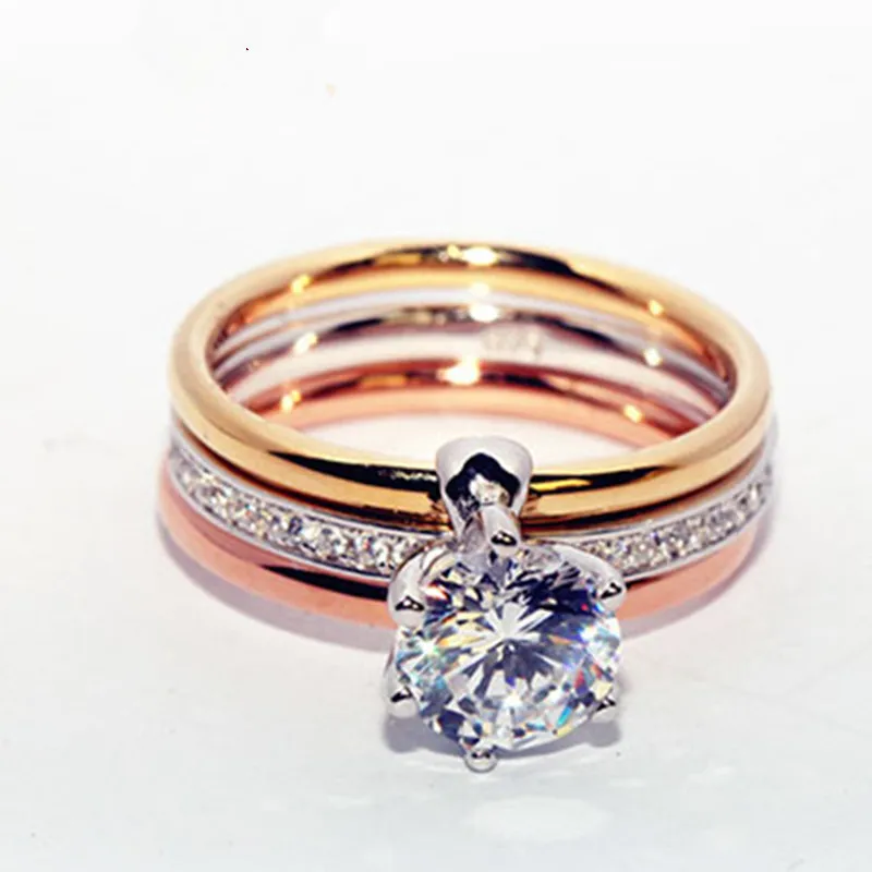 ZOZIRI Women zircon Three Tone Mix Color Ring 925 sterling silver Gold Rose Gold silver Color cz crystal three in one Rings цена ZOZIRI Women zircon Three Tone Mix Color Ring 925 sterling silver Gold Rose Gold silver Color cz crystal three in one Rings цены онлайн