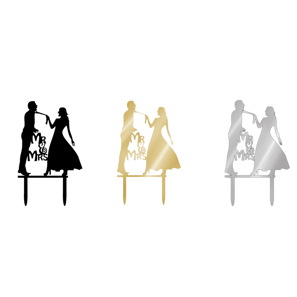 

Hot Wedding Cake Topper Black Acrylic Sweet Wedding Decoration Mariage Birthday Party Supplies Adult Favors