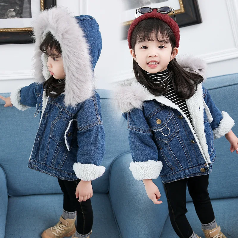 

Heat Sell Girl Cowboy 2018 Children's Garment New Pattern Korean Lamb Loose Coat