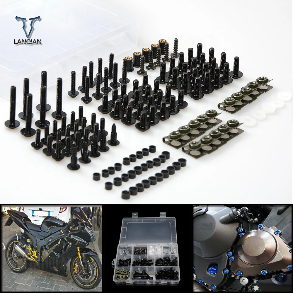 High Quality Motorcycle Parts CNC Machined Aluminum Alloy Motorbike Windshield Bolts Screw Set Blue Fit For Suzuki GSXR600