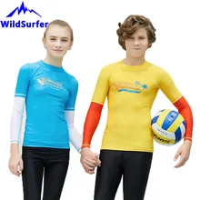Одежда для купания с длинным рукавом для подростков, одежда для сноркелинга, дайвинга, серфинга, рубашка, купальный костюм для студентов, одежда для предотвращения Медузы W125