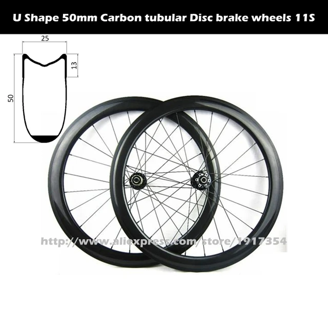 Cheap U shape 50mm carbon cyclocross wheels Ultralight tubular wheels, 700C Disc brake wheelsets No brake surface factory sales