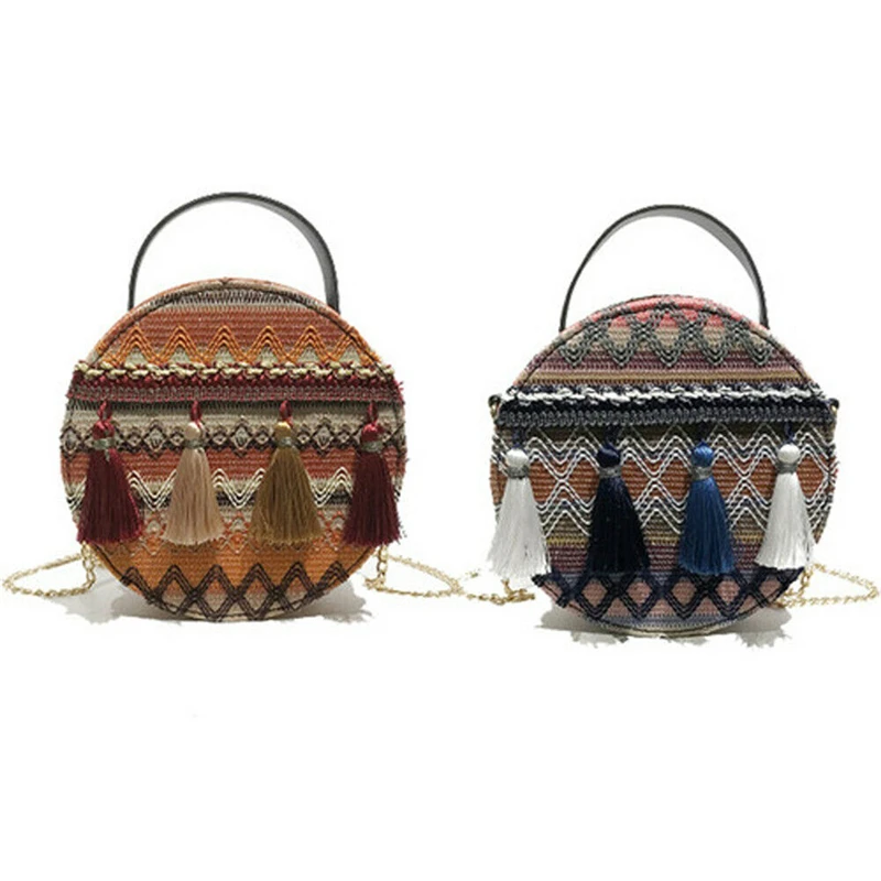 

Luxury Handbags Women Bags Designer Fashion Women PU Handbag Shoulder Bag Crossbody National Style Tassel Ethnic