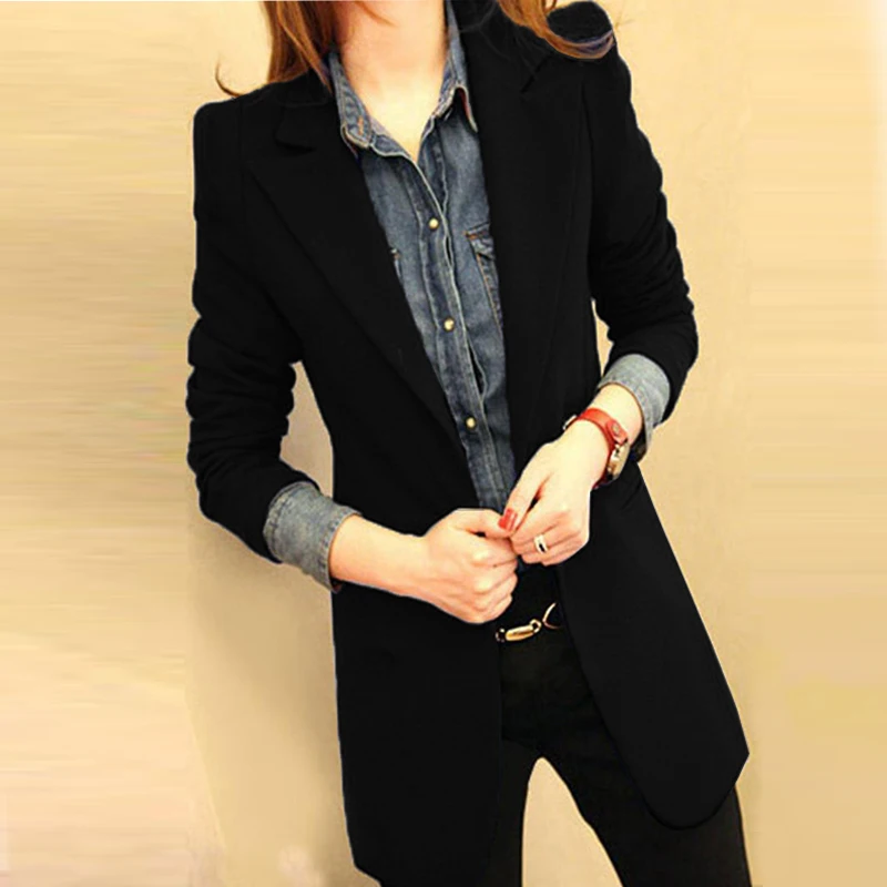 2017 spring new arrival blazer women jacket slim Black female casual blazer Long suit jacket plus size women clothing E507 2017 spring new arrival blazer women jacket slim Black female casual blazer Long suit jacket plus size women clothing E507