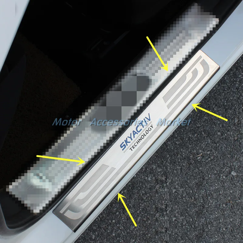 New Stainless Steel Door Sill Scuff Plate for Mazda 3 Axela 2014 2015
