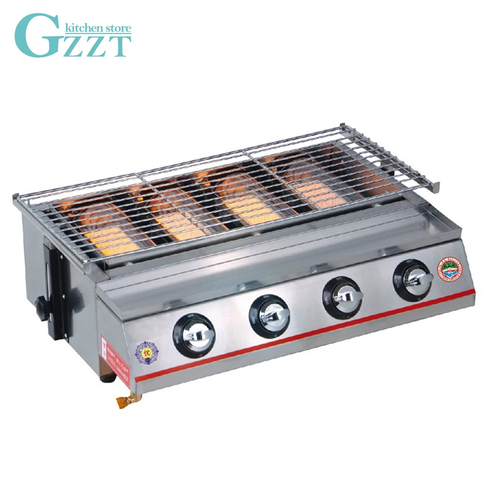 Kitchen Burner Gas Stainless Steel Bbq 4 burners gas grill bbq grill outdoor barbecue camping equipment picnic adjustable height stainless steel bbq grill kitchen tool
