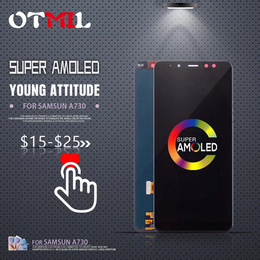 

OTMIL 6"AMOLED For SAMSUNG Galaxy A730 LCD Display Touch Screen Digitizer For SAMSUNG A8 Plus 2018 Display SM-A8+ A730F A730X #1