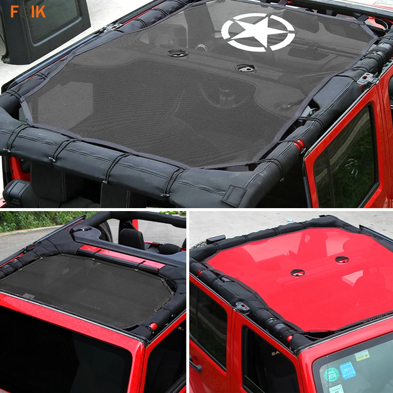 Exterior Top SunShade Cover Star Roof Mesh Sun UV Protection Net Eclipse for Jeep Wrangler JK