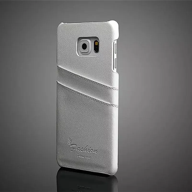 white New For Samsung S6 Edge Plus Case Lichee Grain Phone Bag Back Cover with Card Slots Dermis Cowskin Leather Phone Case - Цвет: white