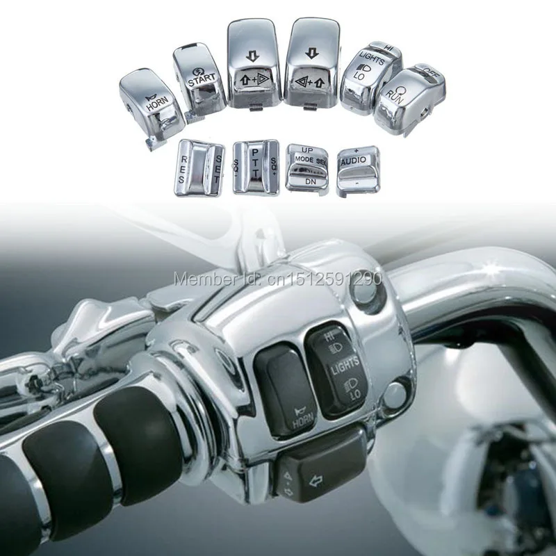 Chrome Craved Hand Control Switch Housing Buttons Caps Fits For Harley