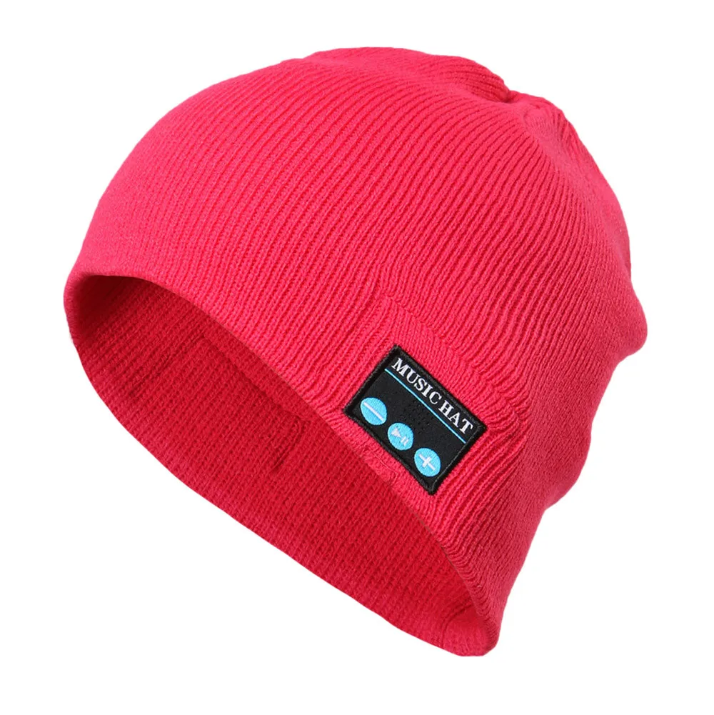 Новинка, Bluetooth, беспроводная Теплая Шапка-бини, Handsfree, музыкальная шапка, наушники, гарнитура, Рождественский подарок высокого качества, Прямая поставка - Цвет: Red