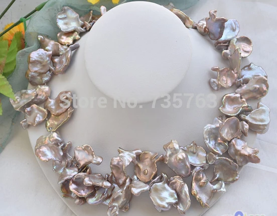 

HOT 001381 LAVENDER BAROQUE lamina KESHI REBORN PEARL NECKLACE