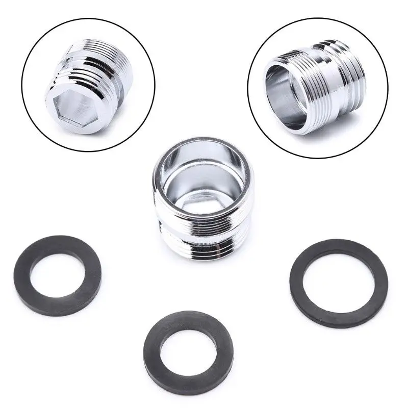 Metal Outside Thread Water Saving Faucet Aerator Silver Kitchen Faucet Tap Aerator Connector with Black Gasket Home Hardware