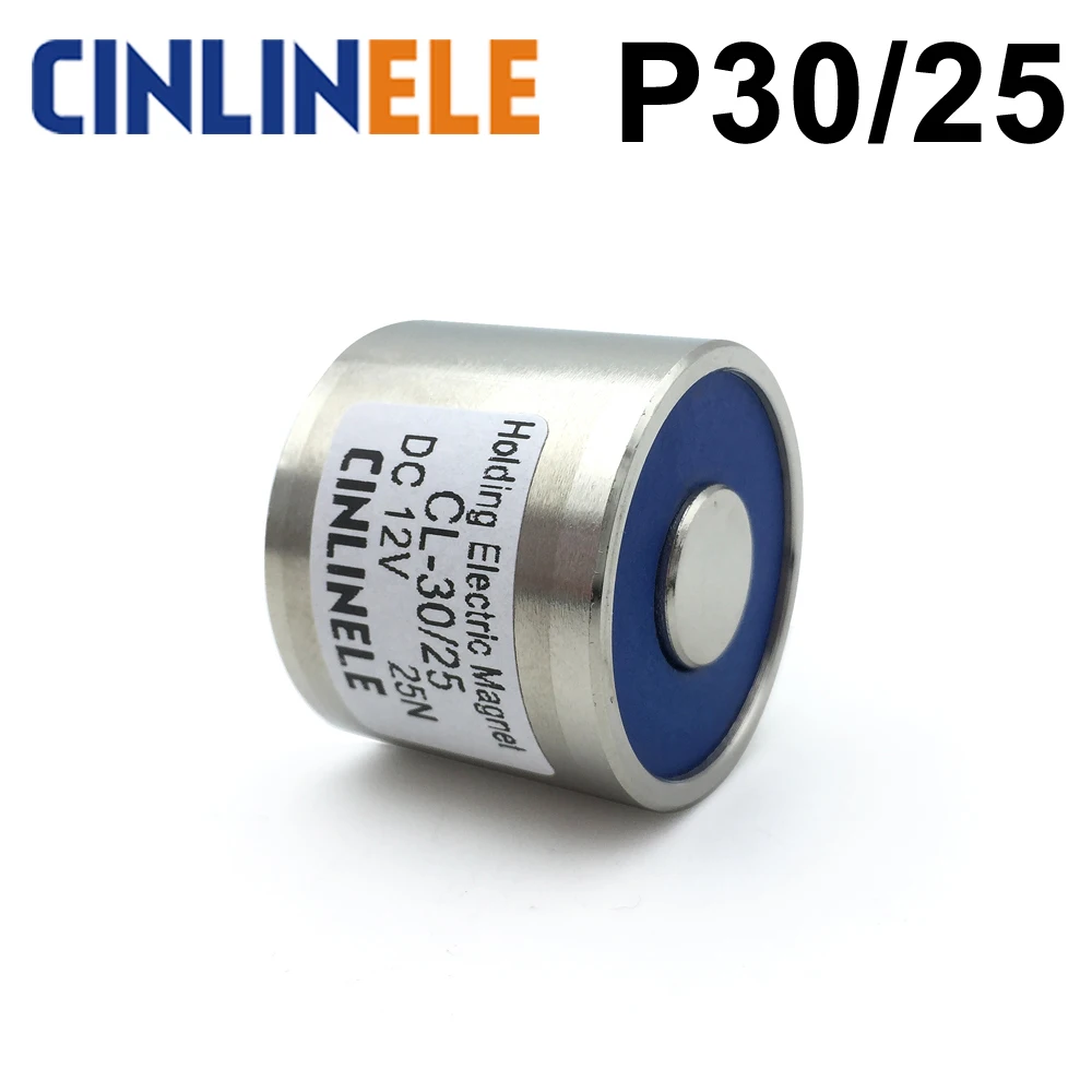 

D30mm*H25mm 12KG/26.5lbs/120N Holding Electric Magnet Lifting Solenoid Sucker Electromagnet DC 6V 12V 24V Non-standard custom
