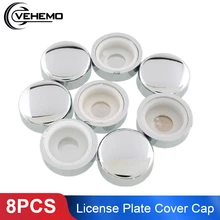 8pcs White Chrome Caps License Plate Tag Frame Screw Nut Covers Adapter Rings License Plate Frame Bolt Nut Bolt Head Cover Cap