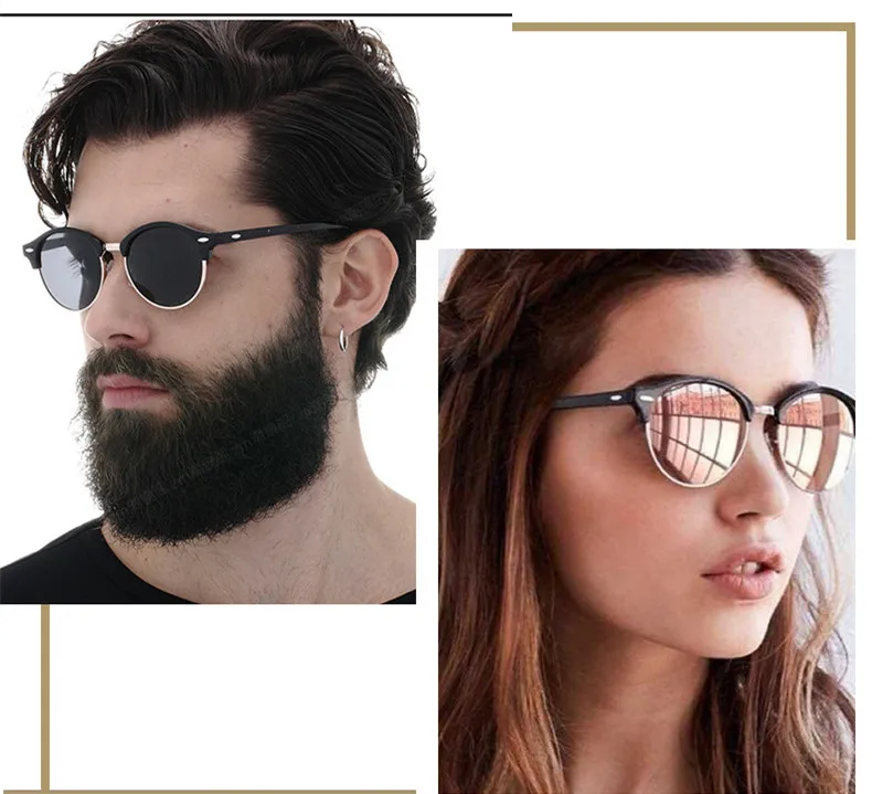 VWKTUUN Polarized Sunglasses Men Half Frame Round Sun glasses For Women Driving Goggles UV400 Shades New Brand Designer Glasses