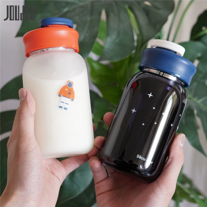 

JOUDOO 450ML Creative Glass Water Bottle Ins Space Frosted Drinkware Cup Cute Student Outdoor Water Tea Bottle With Filter 35