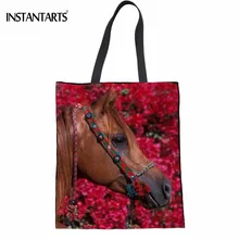 INSTANTARTS 3D Crazy Horse печати женские льняные сумки модные женские Многоразовые Сумки Многофункциональный Для женщин переработанный сумка