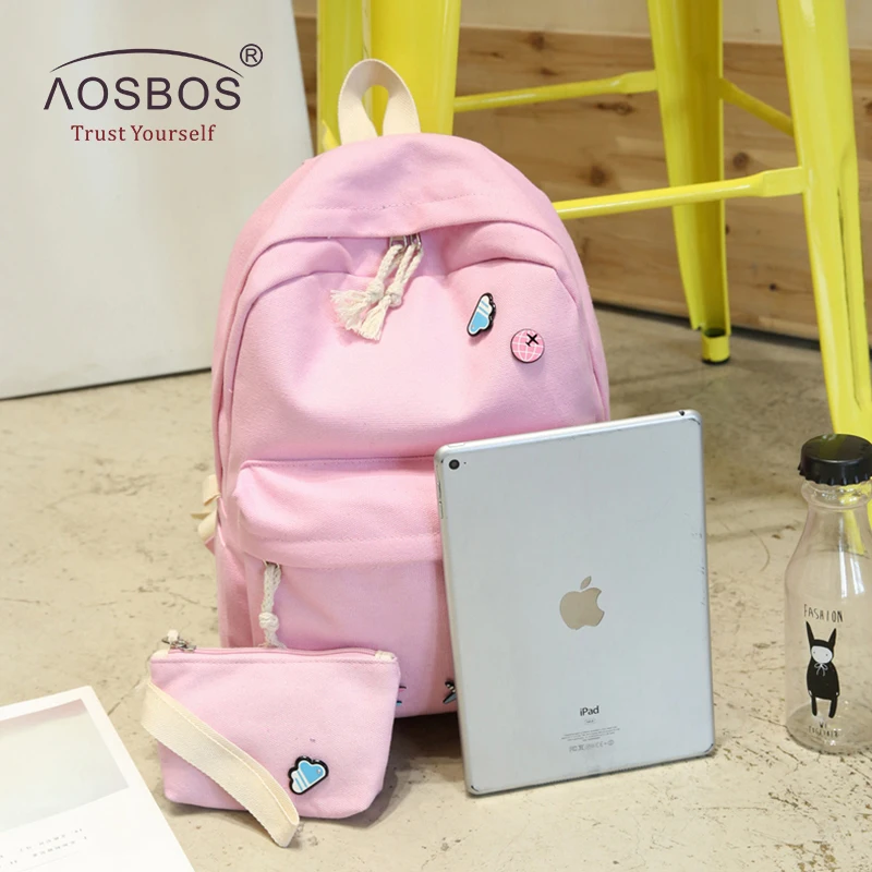 Aosbos 2 шт./компл. школьные сумки из плотной ткани для маленьких девочек Повседневное для мальчиков элегантный дизайн рюкзаки Для женщин книжные сумки mochila escolar