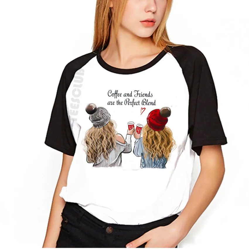 

Summer Best Friends T shirt Tops 'Coffee And Friends Are The Perfect Blend' Letter Printed Women T-shirt Casual Short Sleeve Tee