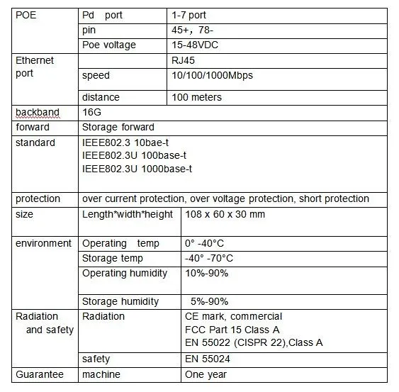 8 портов 10/100/1000 м обратное POE Питание smart switch с водонепроницаемой коробкой (IP65), с веб-управлением, Vlan