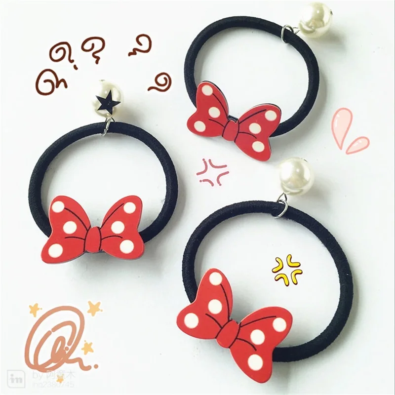 

1PCS Lovely Red Bow Dots Elastic Hair Bands Toys For Girls Handmade Bow Headband Scrunchy Kids Hair Accessories For Womens 2018