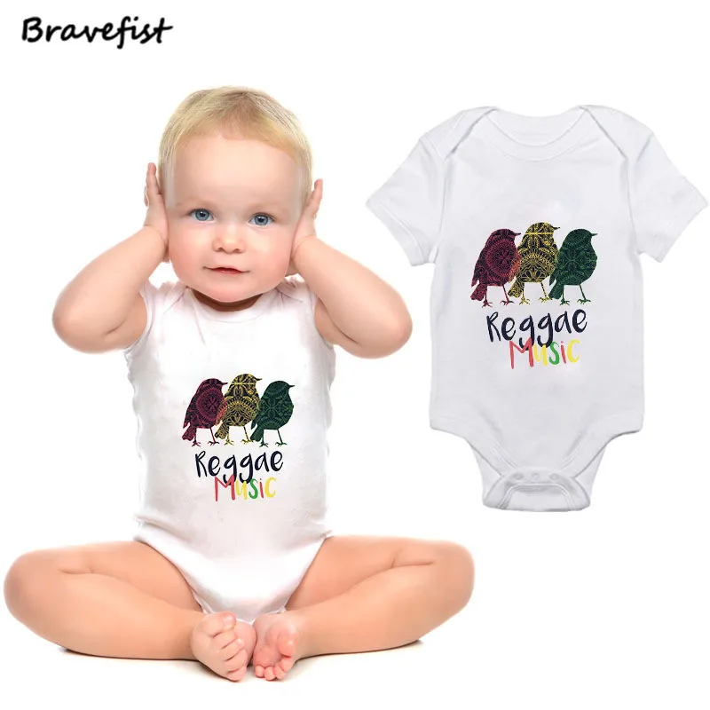 

Summer Lovely Babies White Bodysuits Toddler Kid Baby Girls Short Sleeve Bodysuit Jumpsuit Outfits Sunsuit Clothes Reggae Music