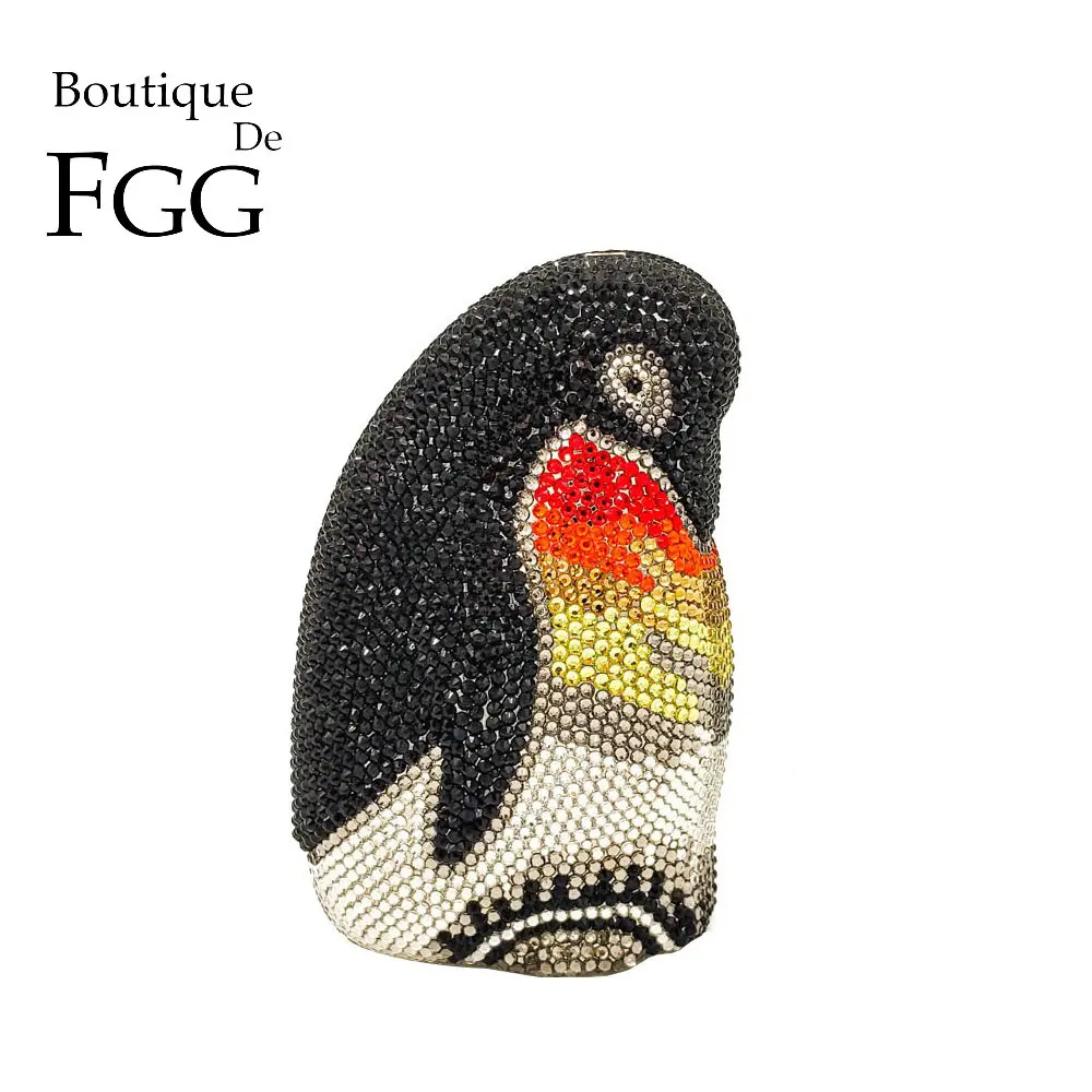 

Wedding Bridal Crystal Penguin Handbag Purse Ladies Prom Diamond Evening Clutch Bags Metal Minaudiere Handbag Clutches Purses