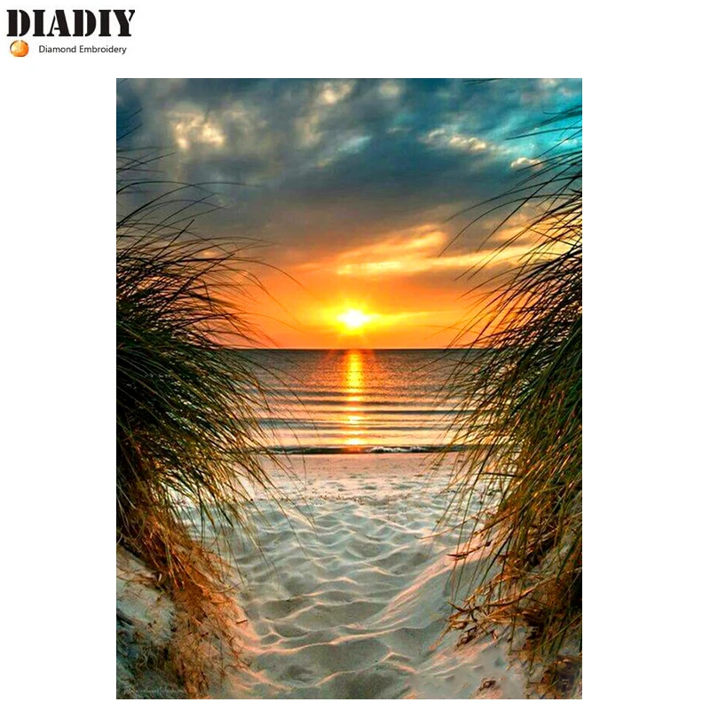 DIADIY Full Square/Round Drill 5D DIY Diamond Painting&quotSeaside sunset&quotEmbroidery Cross Stitch Home Decor Gift Wall Stickers | Дом и