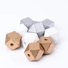 20mm 10 pçs ouro branco natural facetado de madeira unfinished geométrica espaçador contas para fazer jóias handmake diy mt2020