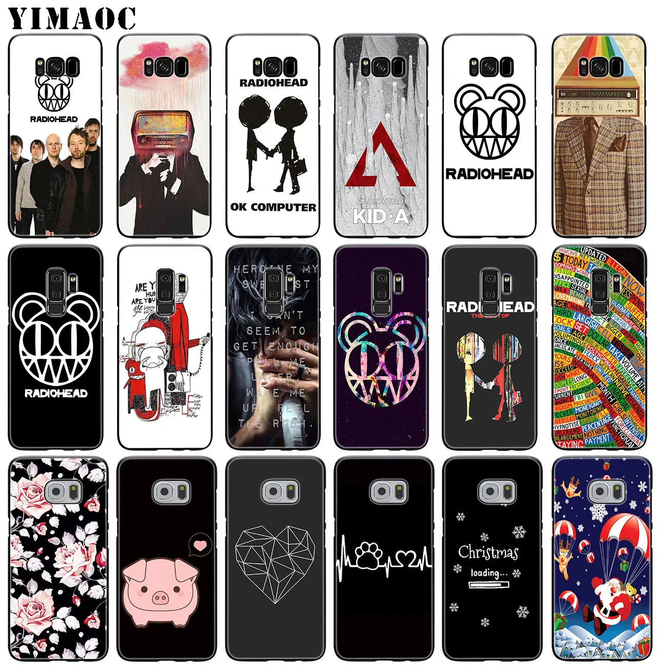 

YIMAOC Radiohead Soft Silicone Phone Case for Samsung Galaxy S10 Plus S9 S8 Plus S6 S7 Edge S10e E TPU Black flower Cover