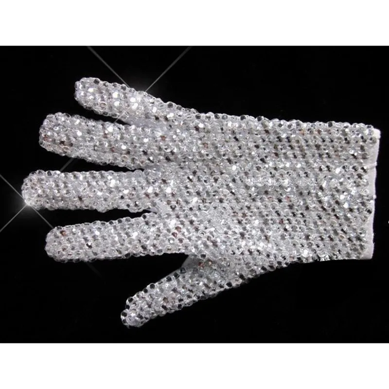 Rare MJ Michael Jackson Both Side Rhinestone Silver Crystal Handmade Glove Collection for Billie Jean Preformance