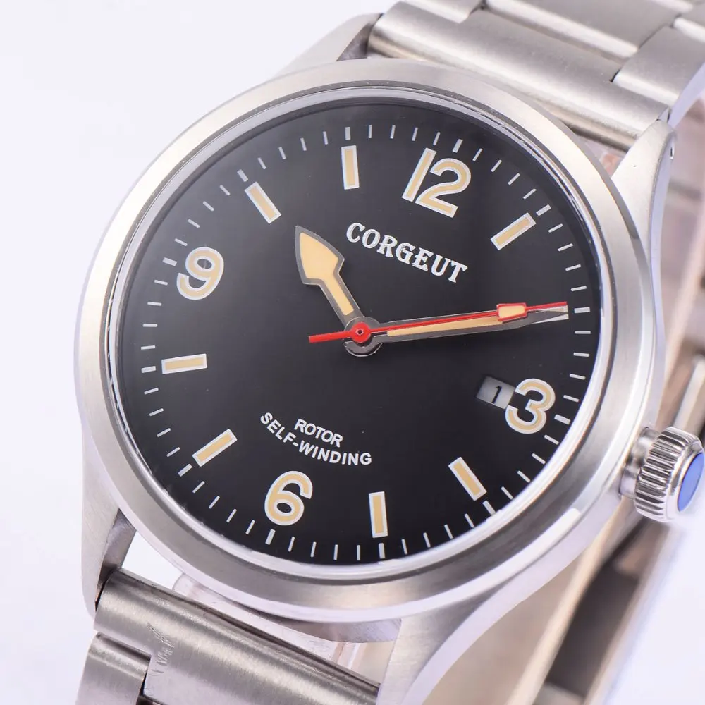 

41mm corgeut black dial miyota Automatic movement mens wrist diving watch