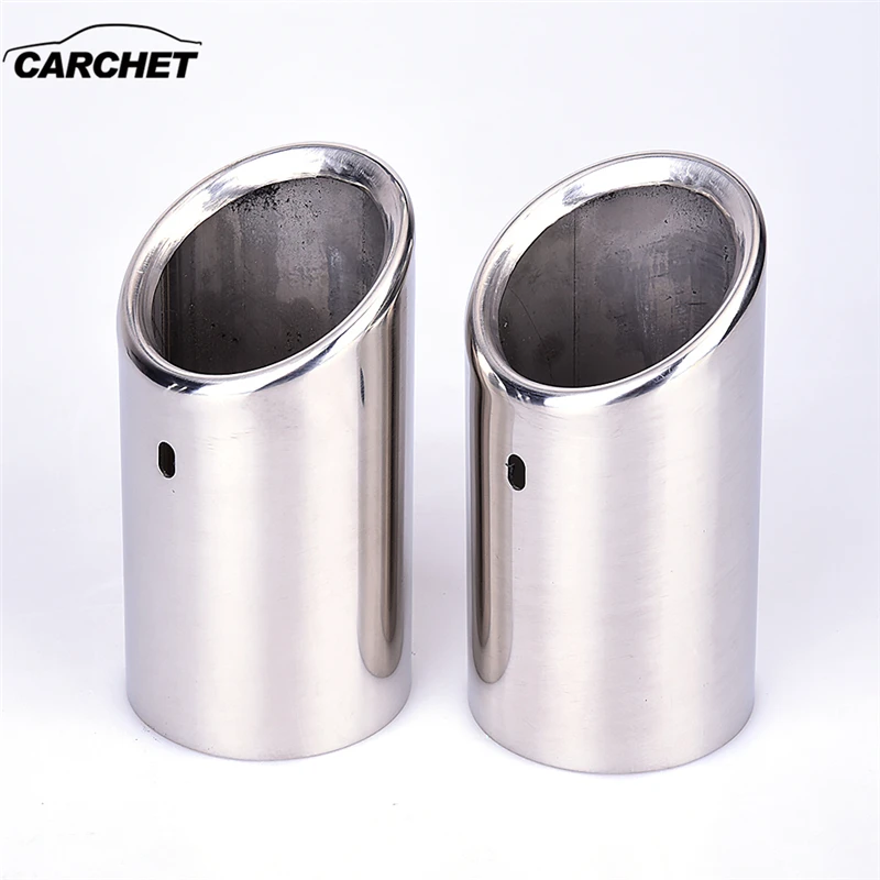 

CARCHET Full Chrome Stainless Steel Car Muffler Exhaust Straight Tail Throat Liner Pipe Tips Inlet for AUDI A4 A5 A6 Q3 1 Pair