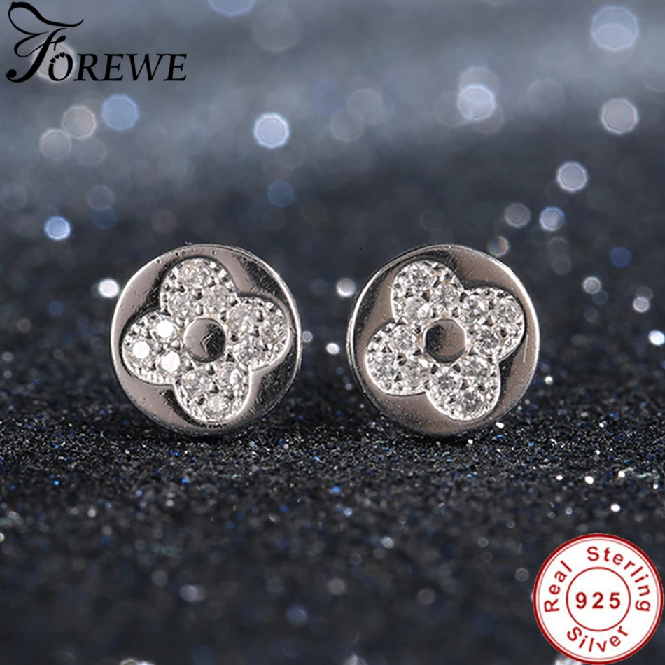Forewe счастливый клевер из любовь серьги Одежда высшего качества камень cz 925 стерлингового серебра серьги стержня для Для женщин brincos букле d'oreille