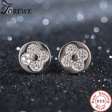 Forewe счастливый клевер из любовь серьги Одежда высшего качества камень cz 925 стерлингового серебра серьги стержня для Для женщин brincos букле d'oreille