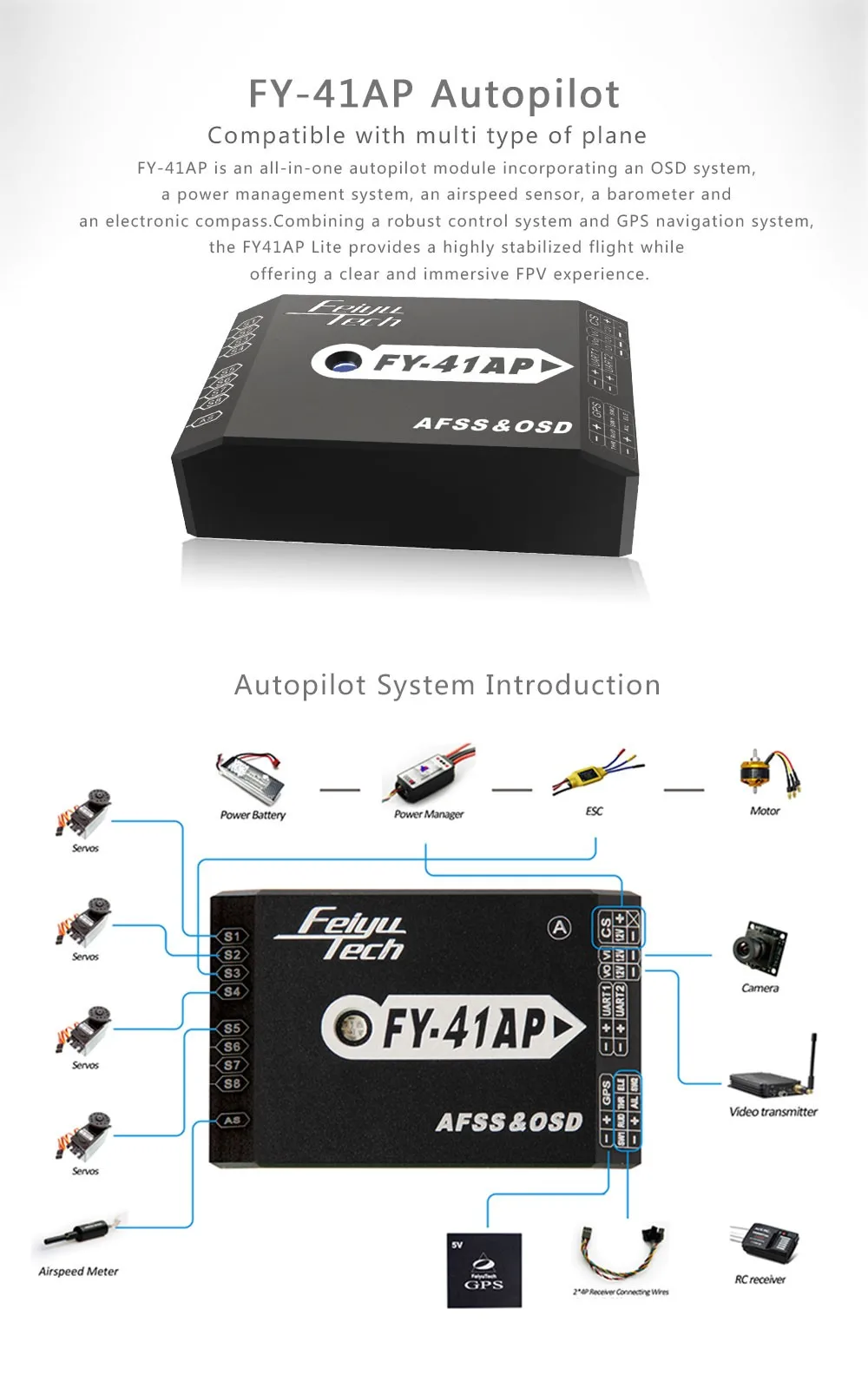 FeiyuTech FY-41AP Autopilot (A) Controlador de Vôo