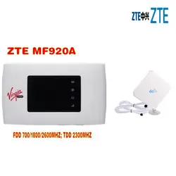 Открыл ZTE mf920a 4 г и 3G мобильный LTE Wi-Fi Беспроводной карман роутер модем + 4 г TS9 Телевизионные антенны
